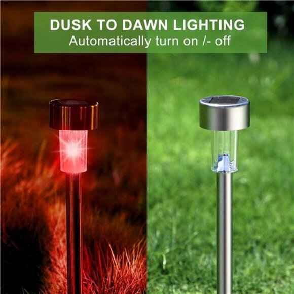 Solar Lights Outdoor Waterproof, Stainless Steel LED Landscape Lighting Outdoor - Picture 6 of 7